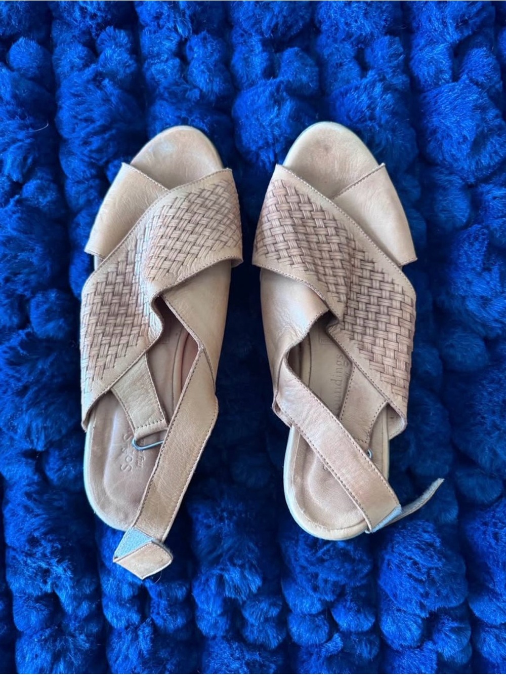 Soft Surroundings Woven Crisscross Slingback Sandals in Beige-Tan
